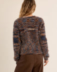Brushed Knit Cardigan in Denim Blue