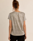 Metallic T Shirt in Beige