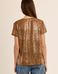 Metallic T Shirt in Camel