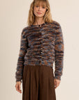 Brushed Knit Cardigan in Denim Blue