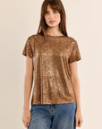 Metallic T Shirt in Camel