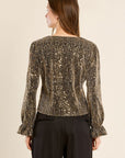 Rhinestone V Neck Blouse