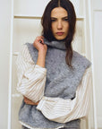Sleeveless Embroidered Turtleneck in Ash Grey