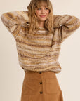 Tie Dye Knit Sweater in Camel