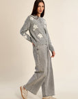 Knit Cardigan with Floral Embroidery