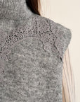 Sleeveless Embroidered Turtleneck in Ash Grey