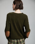 Sweater with Faux Leather Elbows