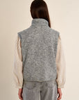 Sleeveless Embroidered Turtleneck in Ash Grey
