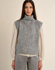 Sleeveless Embroidered Turtleneck in Ash Grey