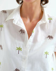 Shirt with Elephant and Palm Tree Print