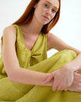 Long Green Dress with Knotted Detail