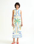 Long Dress with Palm and Mermaid print