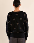 Knit Sweater with Glittery Hearts
