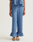 Light blue chambray cotton trousers