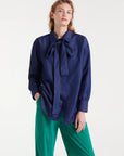 Blue Chambray Bow Tie Shirt