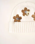 Off White Hat with Gold Floral Sequin Design