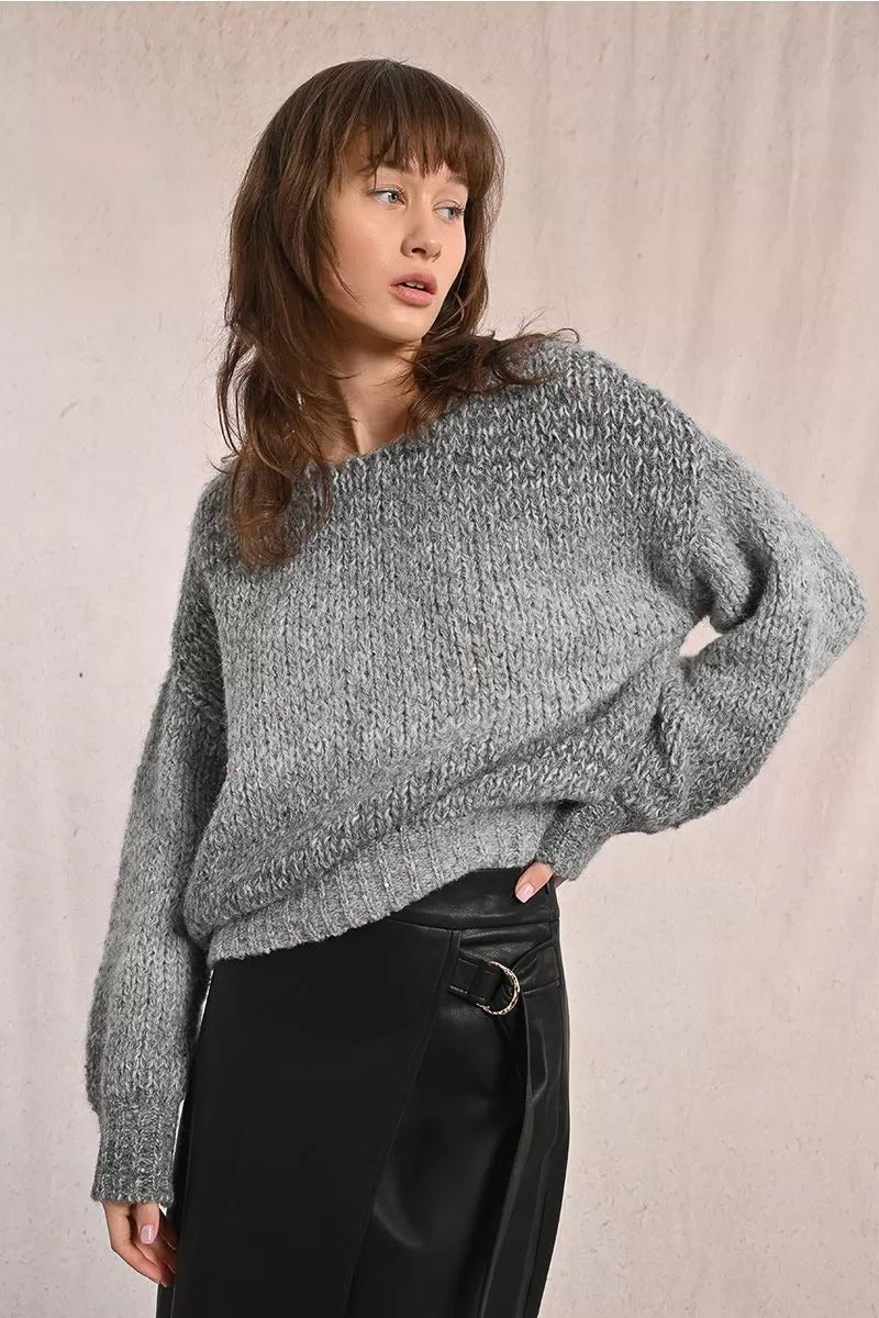 Gradient Knit Sweater in Grey