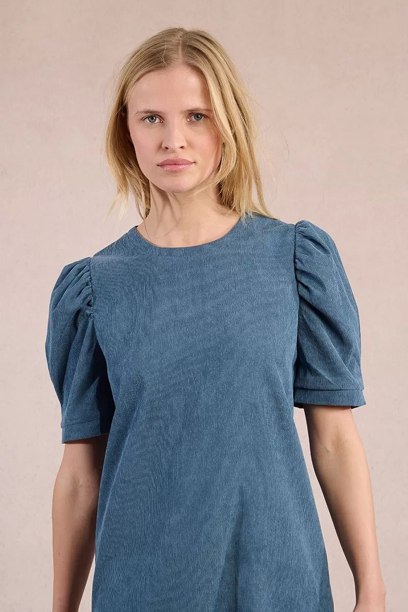 Chord Shift Dress in Denim Colour
