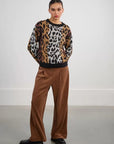 Striped and Leopard Knit Sweater