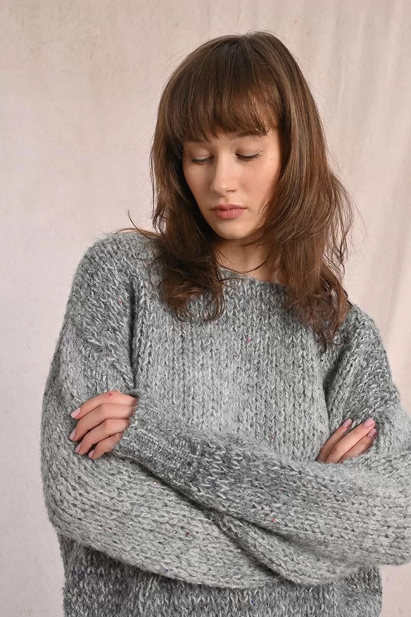 Gradient Knit Sweater in Grey