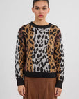 Striped and Leopard Knit Sweater