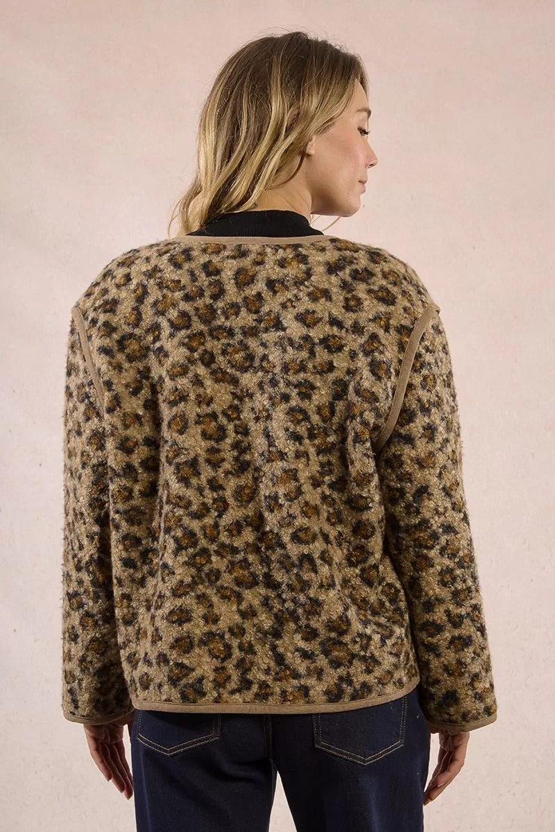 Textured Fur Effect Leopard Jacket