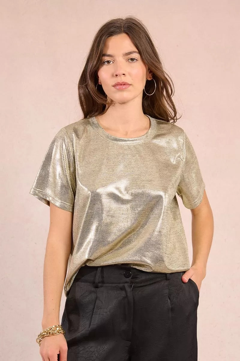 Iridescent Tee in Light Gold