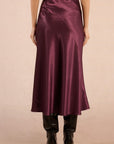 Midi Satin Skirt in Dark Purple