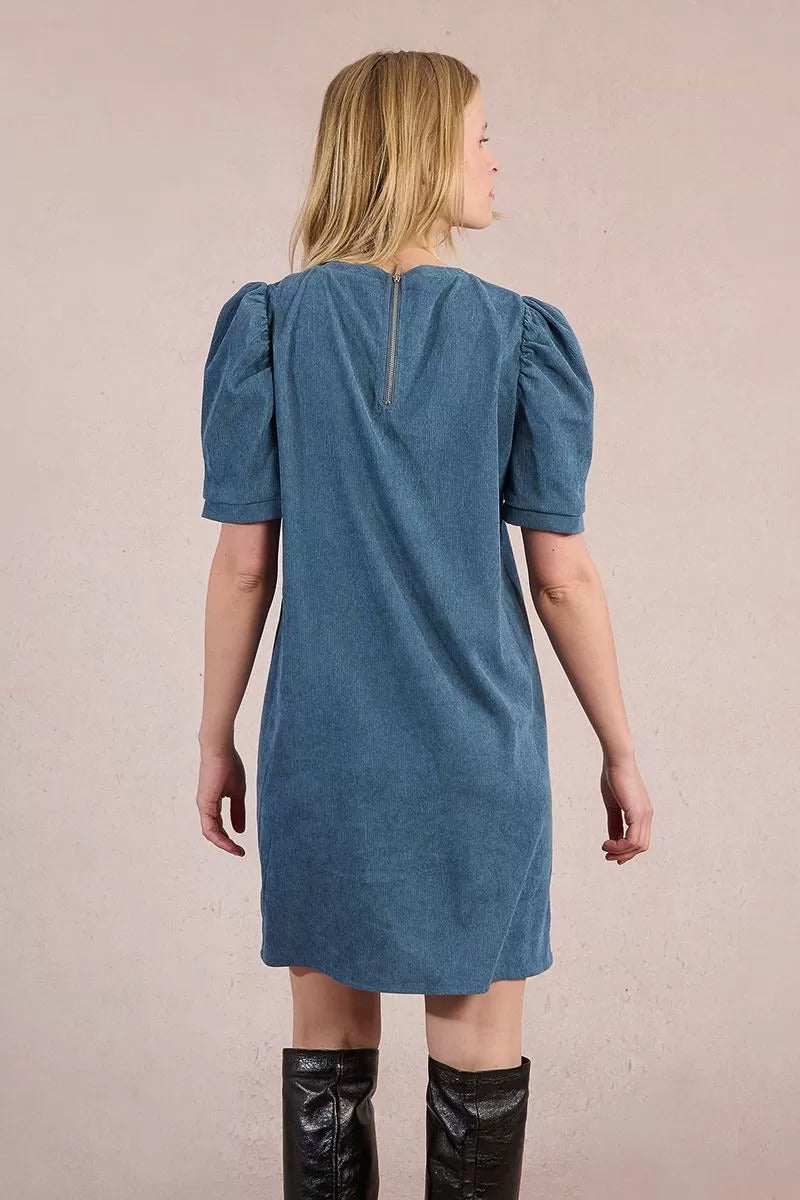Chord Shift Dress in Denim Colour