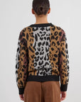Striped and Leopard Knit Sweater