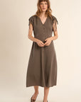 V Neck Midi Dress