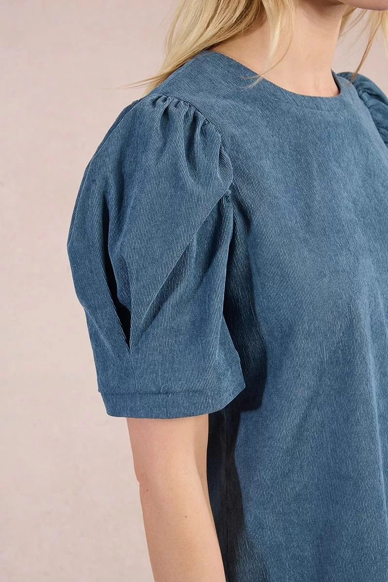 Chord Shift Dress in Denim Colour