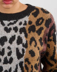 Striped and Leopard Knit Sweater