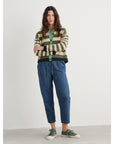 Pinwell Striped Cardigan in Bright Shape Light Olive Mix