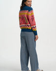 Solana Knitted Bomber in Multi, Leopard and Palms