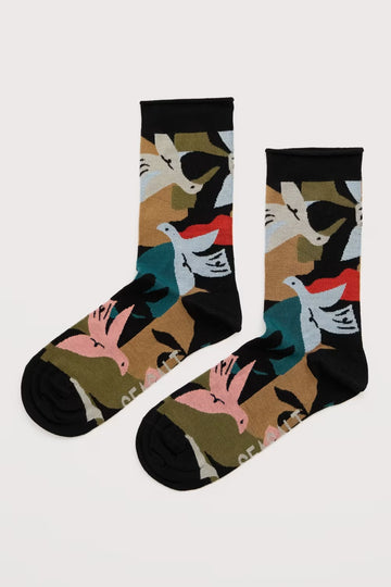 Women's Arty Socks in Shadow Birds Onyx Multi