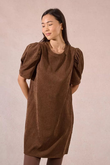 Chord Shift Dress in Chocolate
