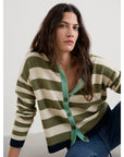 Pinwell Striped Cardigan in Bright Shape Light Olive Mix