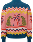 Solana Knitted Bomber in Multi, Leopard and Palms