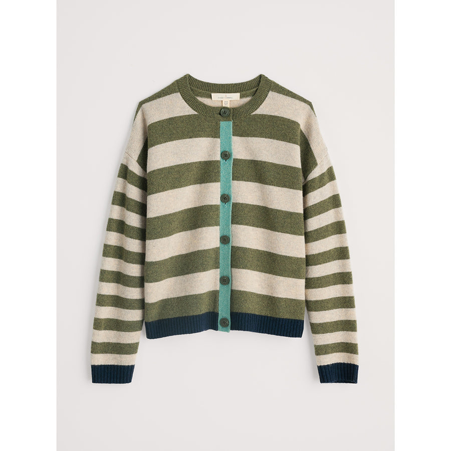 Pinwell Striped Cardigan in Bright Shape Light Olive Mix