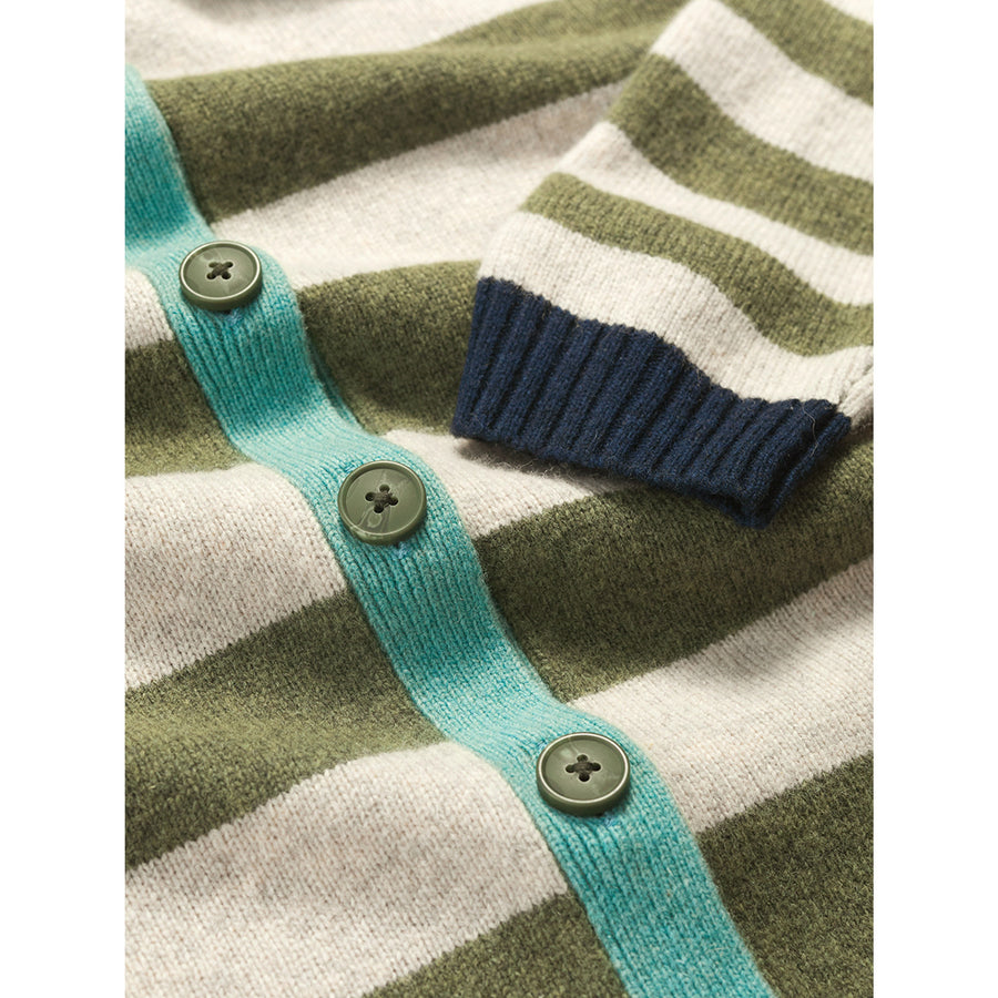 Pinwell Striped Cardigan in Bright Shape Light Olive Mix