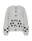 Cortana Cardigan in Grey with Navy Diamonds
