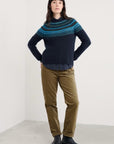 Annik Fair Isle Jumper in Modernist Cyan Multi
