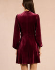 Velvet Wrap Dress in Dark Red