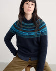 Annik Fair Isle Jumper in Modernist Cyan Multi