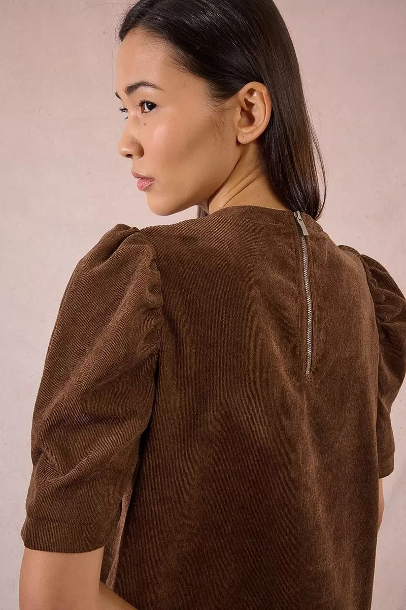 Chord Shift Dress in Chocolate