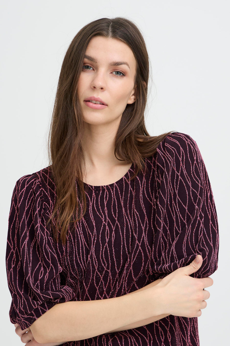 Thea Blouse in Dark Rose
