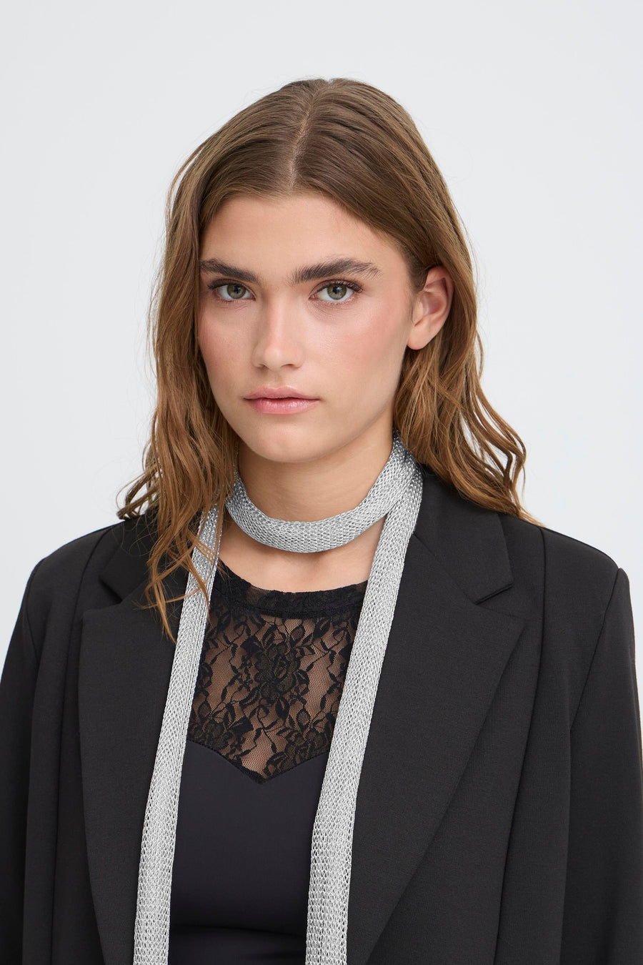 Balou Scarf in Silver Mesh