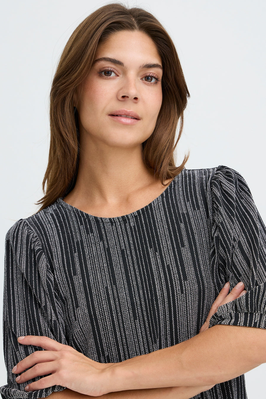 Thea Blouse in Silver Glitter