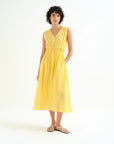 Cotton Midi Dress in Yellow